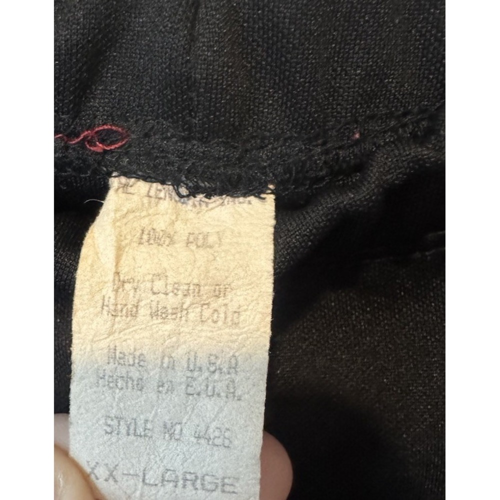 Vintage Y2K Cropped Polyester Pant Black Crocheted‎ Hem Boho Hippie Festival XXL - Picture 4 of 4